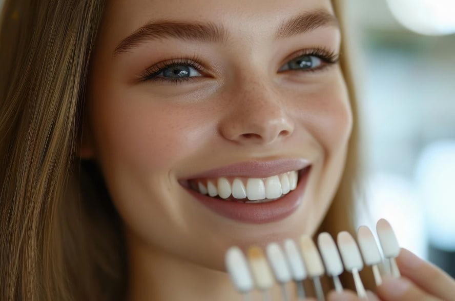 Голливудская улыбка с винирами у девушки