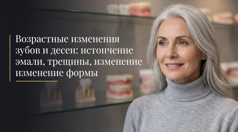 Возрастные изменения зубов и десен: истончение эмали, трещины, изменение формы