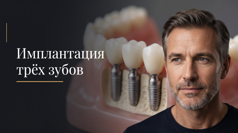 Имплантация трёх зубов